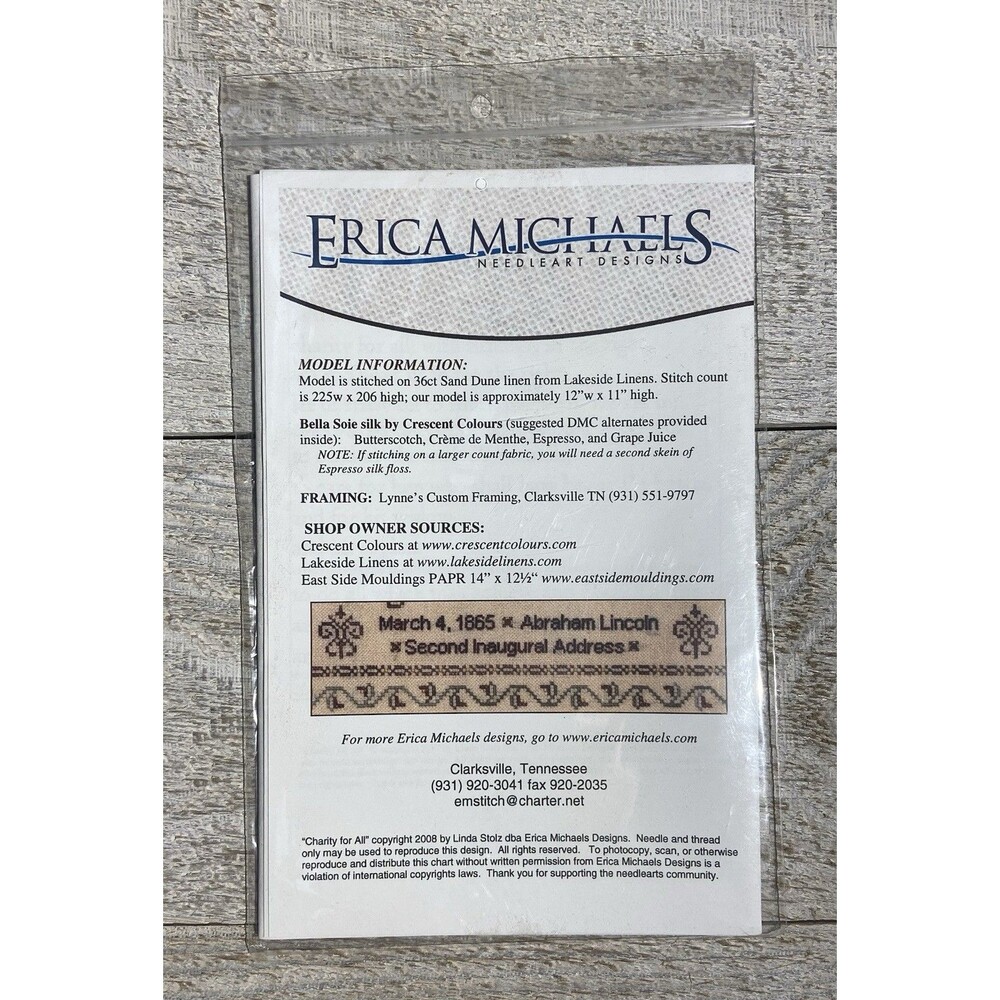 Erica Michaels Needleart Designs - Charity For All - Cross Stitch Pattern